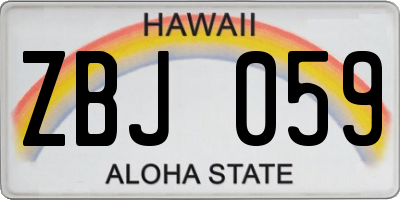 HI license plate ZBJ059