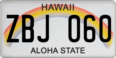 HI license plate ZBJ060