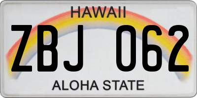 HI license plate ZBJ062