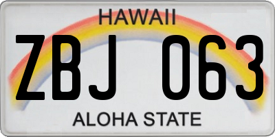 HI license plate ZBJ063