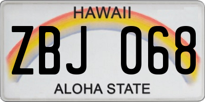 HI license plate ZBJ068