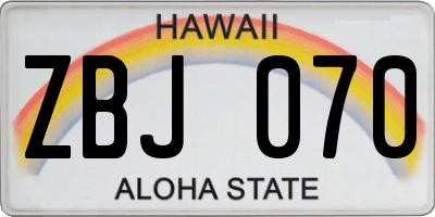 HI license plate ZBJ070