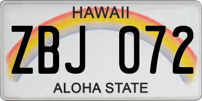 HI license plate ZBJ072