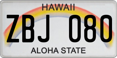 HI license plate ZBJ080
