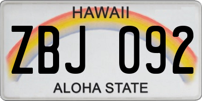 HI license plate ZBJ092