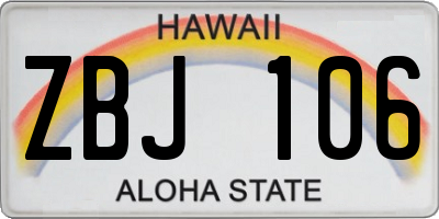 HI license plate ZBJ106