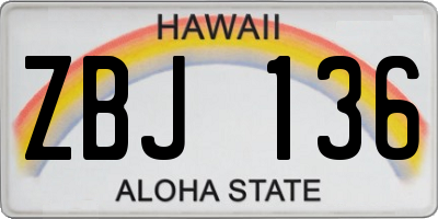 HI license plate ZBJ136