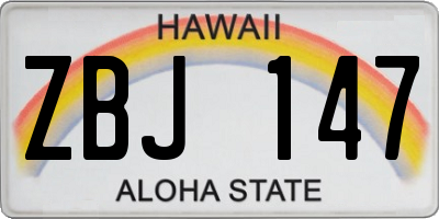 HI license plate ZBJ147