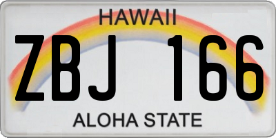HI license plate ZBJ166