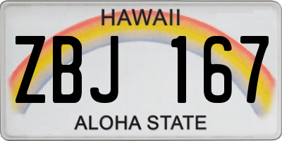 HI license plate ZBJ167