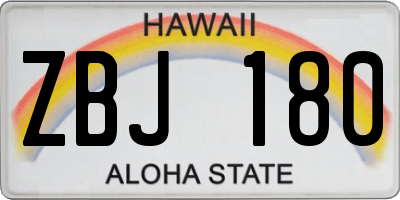 HI license plate ZBJ180