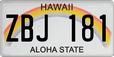 HI license plate ZBJ181