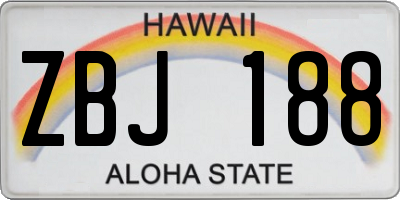 HI license plate ZBJ188