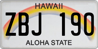 HI license plate ZBJ190
