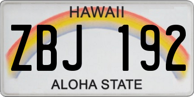 HI license plate ZBJ192