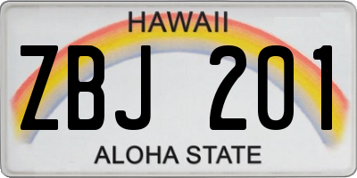 HI license plate ZBJ201