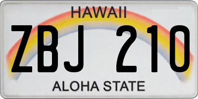 HI license plate ZBJ210