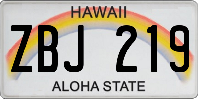 HI license plate ZBJ219