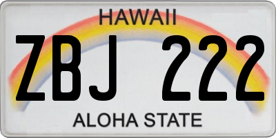 HI license plate ZBJ222