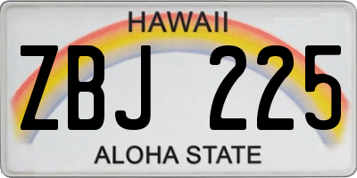 HI license plate ZBJ225