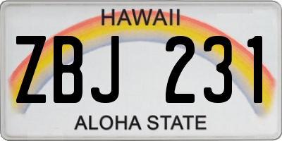 HI license plate ZBJ231
