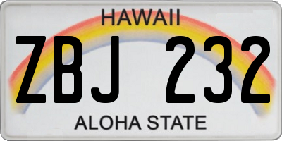 HI license plate ZBJ232