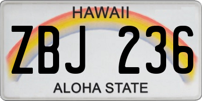 HI license plate ZBJ236