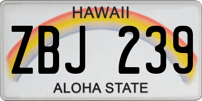 HI license plate ZBJ239
