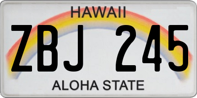 HI license plate ZBJ245