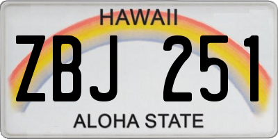 HI license plate ZBJ251