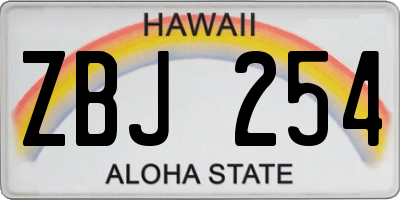 HI license plate ZBJ254
