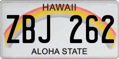HI license plate ZBJ262