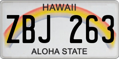 HI license plate ZBJ263