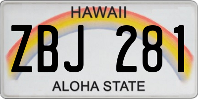 HI license plate ZBJ281