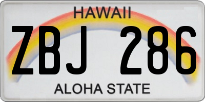 HI license plate ZBJ286
