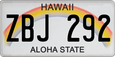 HI license plate ZBJ292