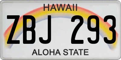 HI license plate ZBJ293