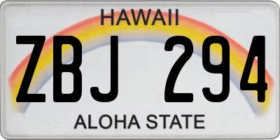 HI license plate ZBJ294