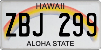 HI license plate ZBJ299