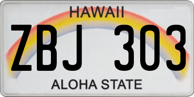 HI license plate ZBJ303