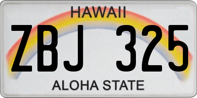 HI license plate ZBJ325