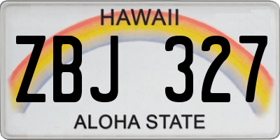 HI license plate ZBJ327