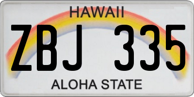HI license plate ZBJ335
