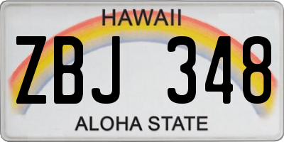 HI license plate ZBJ348