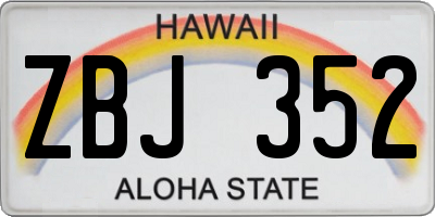 HI license plate ZBJ352