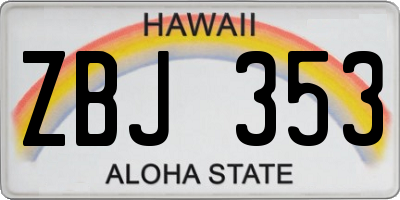 HI license plate ZBJ353