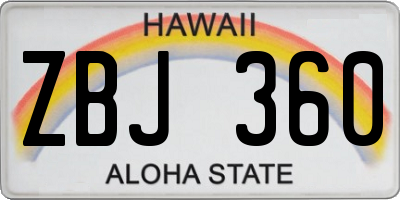 HI license plate ZBJ360