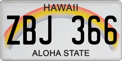 HI license plate ZBJ366