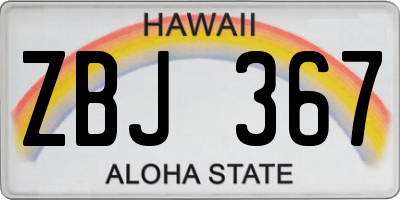 HI license plate ZBJ367