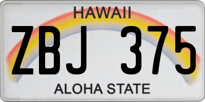 HI license plate ZBJ375